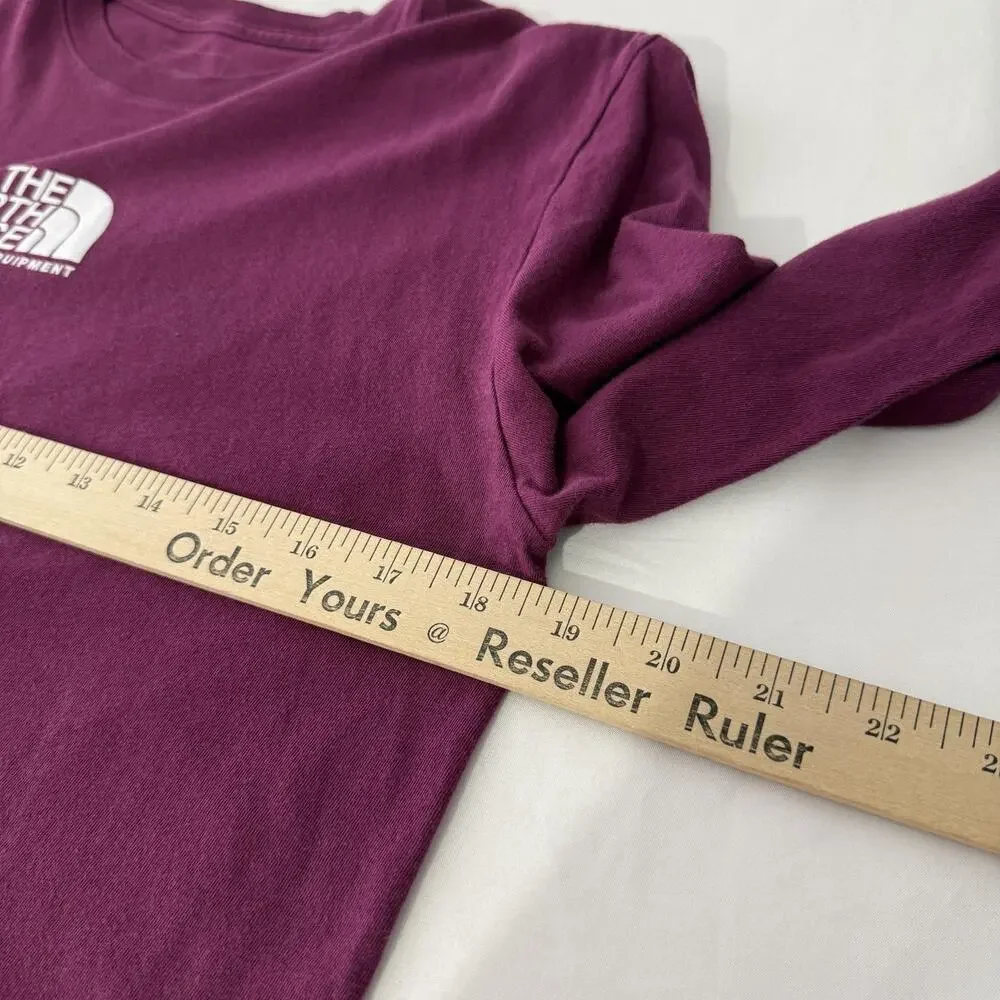 North Face Shirt Mens Small Purple Long Sleeve Logo Graphic Outdoor Tee